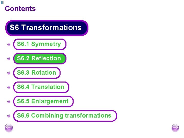 Contents S 6 Transformations A S 6. 1 Symmetry A S 6. 2 Reflection
