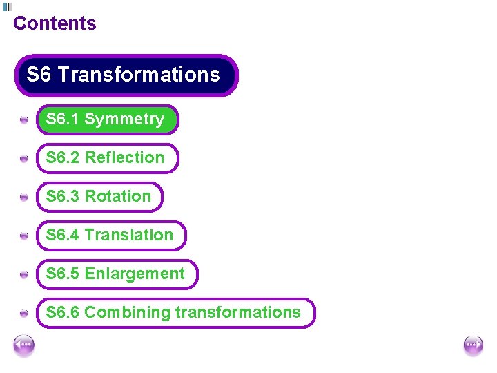 Contents S 6 Transformations A S 6. 1 Symmetry A S 6. 2 Reflection