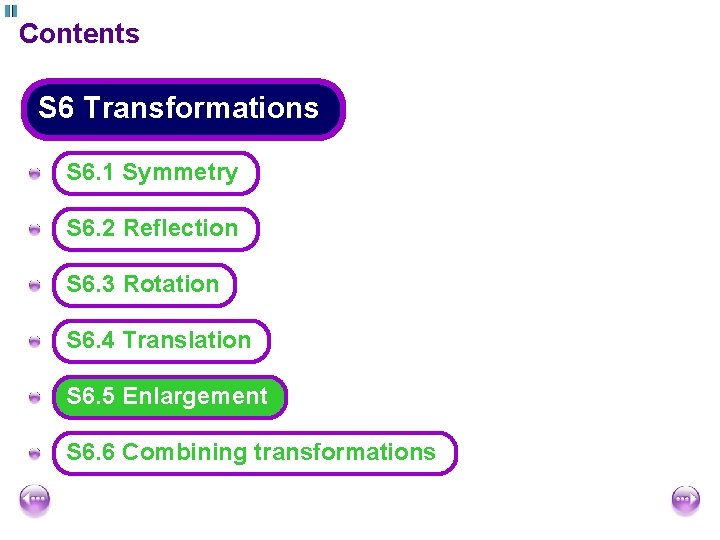 Contents S 6 Transformations A S 6. 1 Symmetry A S 6. 2 Reflection