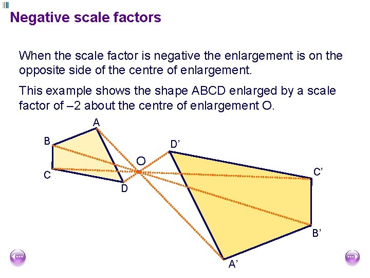 Negative scale factors When the scale factor is negative the enlargement is on the