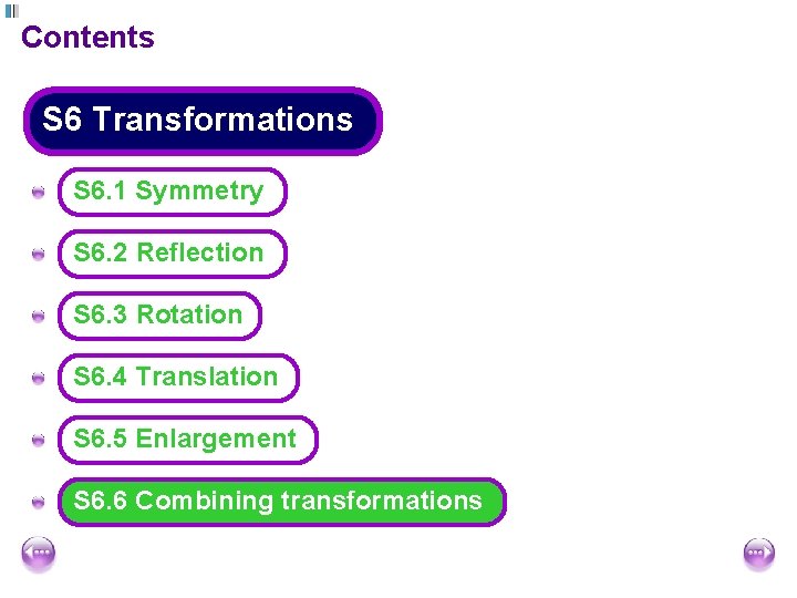 Contents S 6 Transformations A S 6. 1 Symmetry A S 6. 2 Reflection