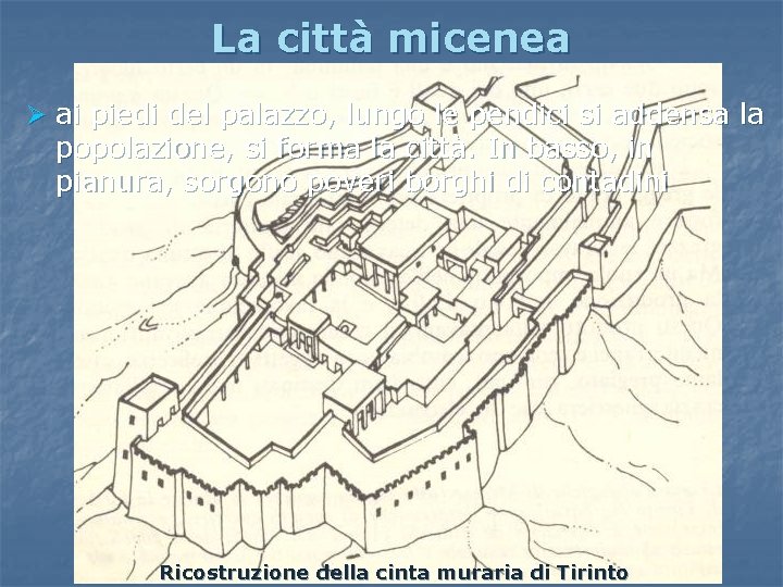 La città micenea Ø ai piedi del palazzo, lungo le pendici si addensa la La città micenea Ø ai piedi del palazzo, lungo le pendici si addensa la