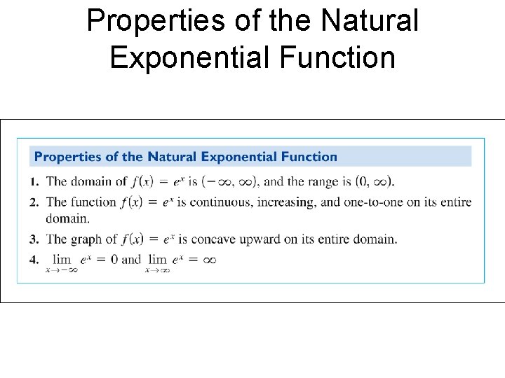 Properties of the Natural Exponential Function 