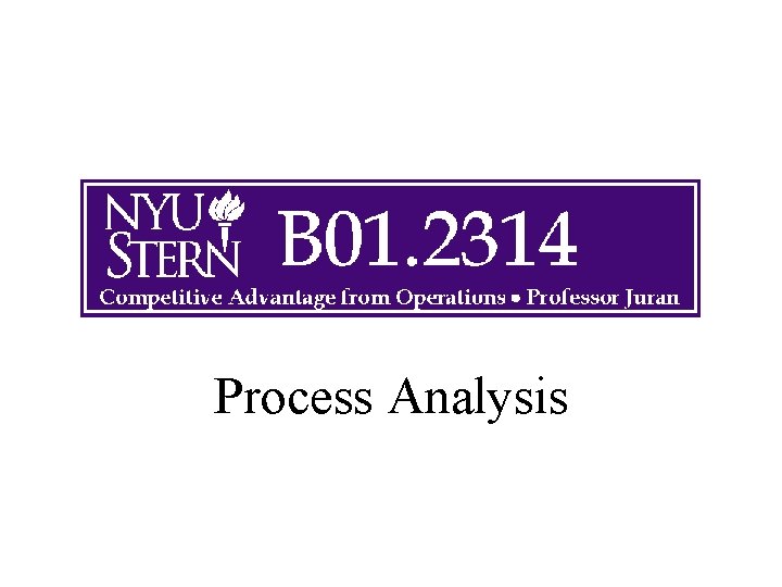 Process Analysis 