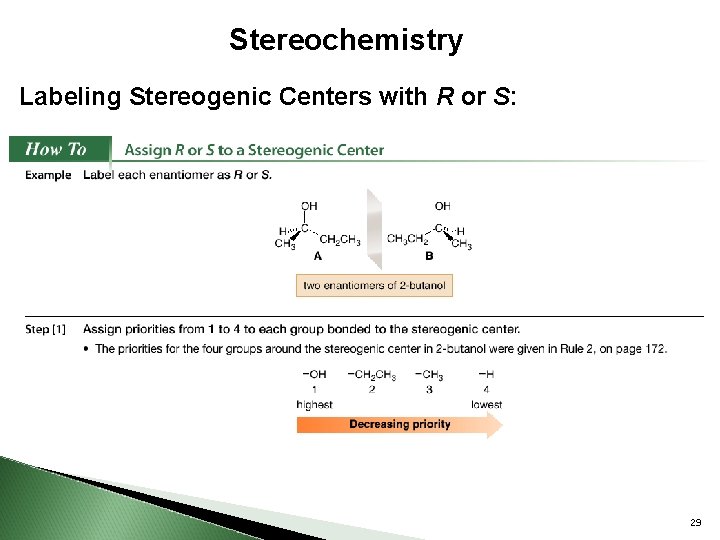 Stereochemistry Labeling Stereogenic Centers with R or S: 29 