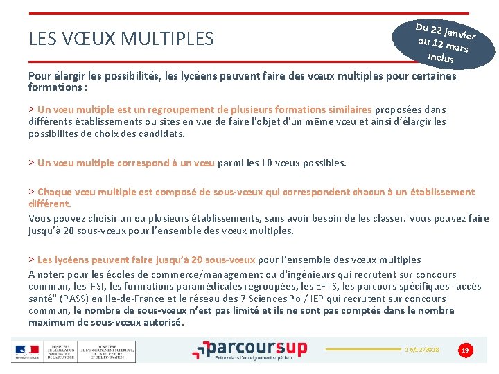 LES VŒUX MULTIPLES Du 22 j anv au 12 m ier ars inclus Pour