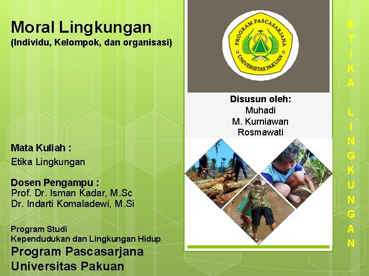 Moral Lingkungan E T I K A (Individu, Kelompok, dan organisasi) Disusun oleh: Muhadi