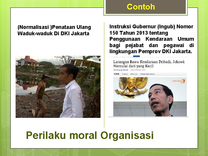 Contoh (Normalisasi )Penataan Ulang Waduk-waduk Di DKI Jakarta Instruksi Gubernur (Ingub) Nomor 150 Tahun