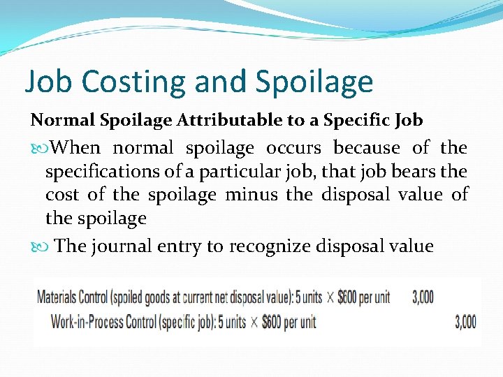 Job Costing and Spoilage Normal Spoilage Attributable to a Specific Job When normal spoilage Job Costing and Spoilage Normal Spoilage Attributable to a Specific Job When normal spoilage