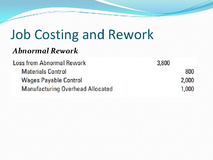 Job Costing and Rework Abnormal Rework Job Costing and Rework Abnormal Rework