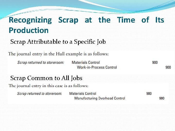 Recognizing Scrap at the Time of Its Production Scrap Attributable to a Specific Job Recognizing Scrap at the Time of Its Production Scrap Attributable to a Specific Job