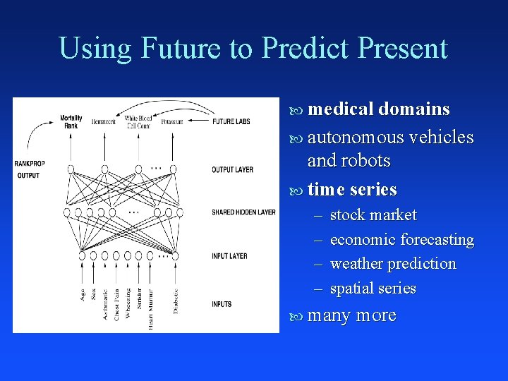 Using Future to Predict Present medical domains autonomous vehicles and robots time series –