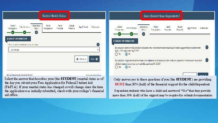 Select the answer that describes your (the STUDENT) marital status as of the day