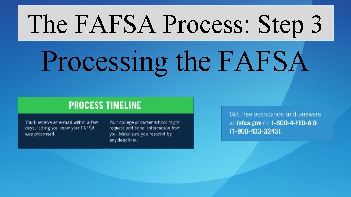 The FAFSA Process: Step 3 Processing the FAFSA 