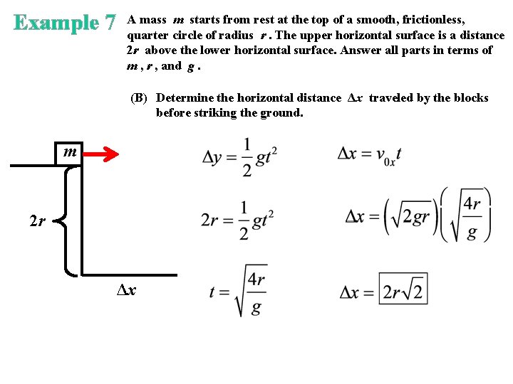 Example 7 A mass m starts from rest at the top of a smooth,