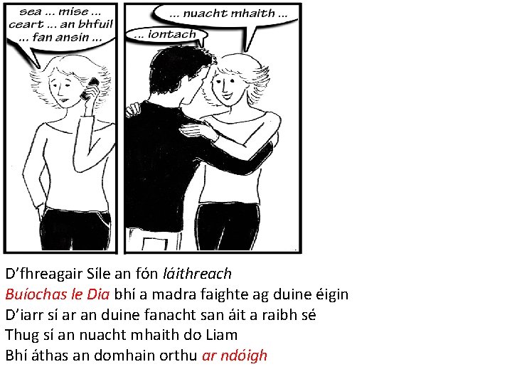 D’fhreagair Síle an fón láithreach Buíochas le Dia bhí a madra faighte ag duine
