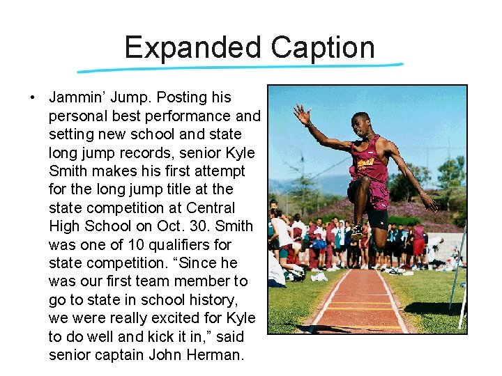 Expanded Caption • Jammin’ Jump. Posting his personal best performance and setting new school