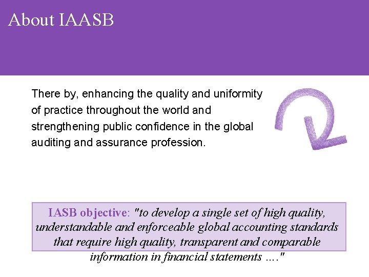 About IAASB There by, enhancing the quality and uniformity of practice throughout the world