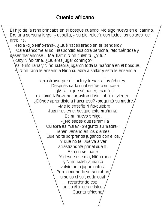 Cuento africano El hijo de la rana brincaba en el bosque cuando vio algo