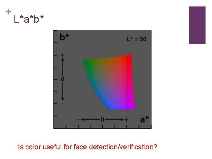 + L*a*b* Is color useful for face detection/verification? 