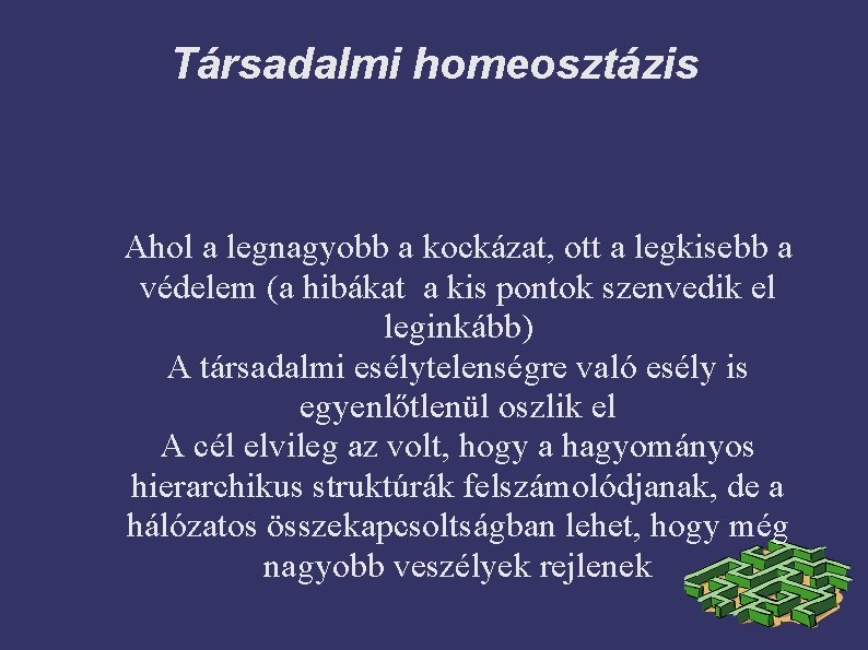 Társadalmi homeosztázis Ahol a legnagyobb a kockázat, ott a legkisebb a védelem (a hibákat