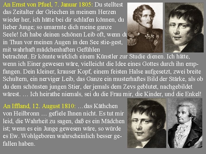 An Ernst von Pfuel, 7. Januar 1805: Du stelltest das Zeitalter der Griechen in