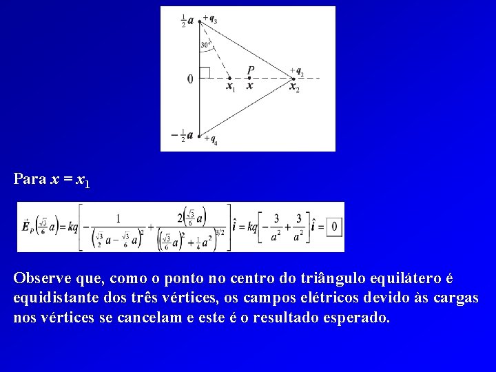 Para x = x 1 Observe que, como o ponto no centro do triângulo