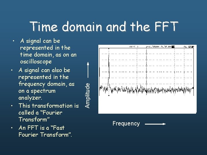  • A signal can be represented in the time domain, as on an