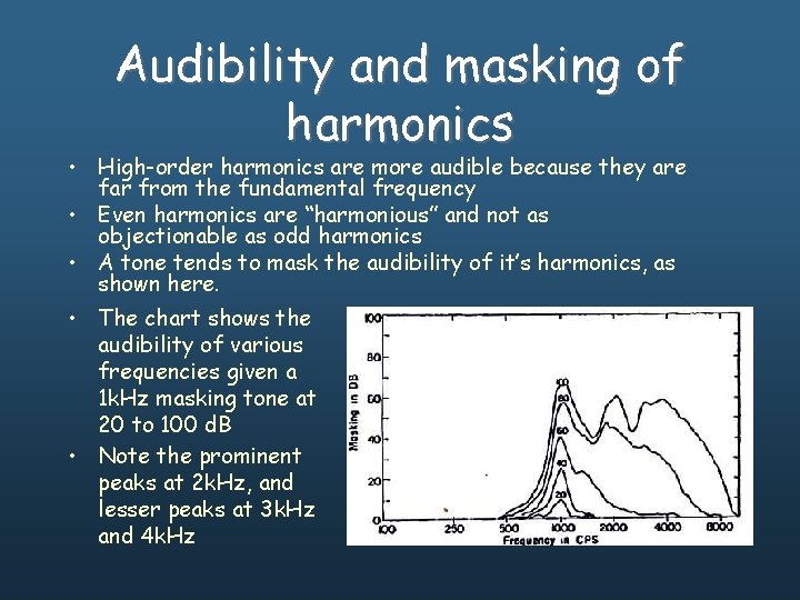 Audibility and masking of harmonics • High-order harmonics are more audible because they are