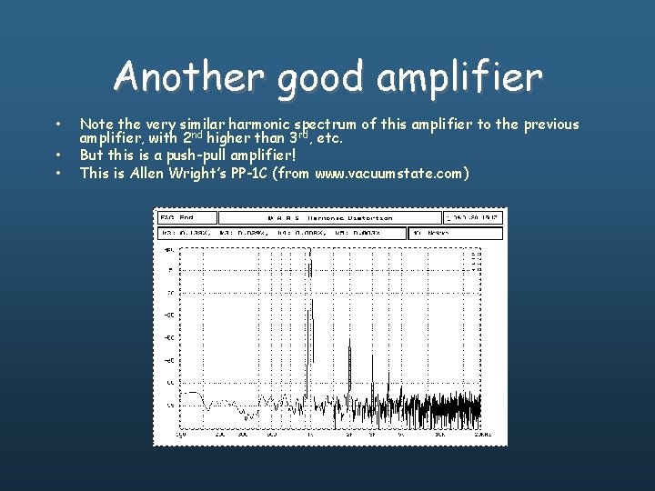 Another good amplifier • • • Note the very similar harmonic spectrum of this