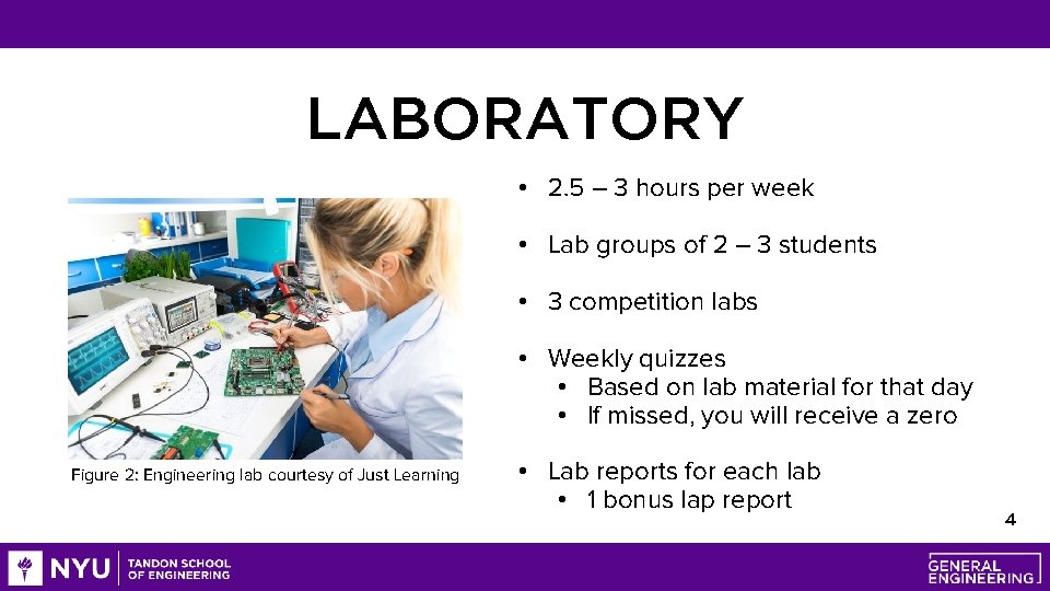 LABORATORY • 2. 5 – 3 hours per week • Lab groups of 2