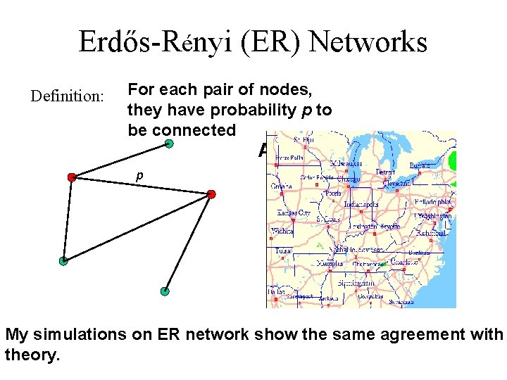 Erdős-Rényi (ER) Networks Definition: For each pair of nodes, they have probability p to