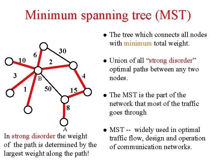 Minimum spanning tree (MST) 10 3 The tree which connects all nodes with minimum