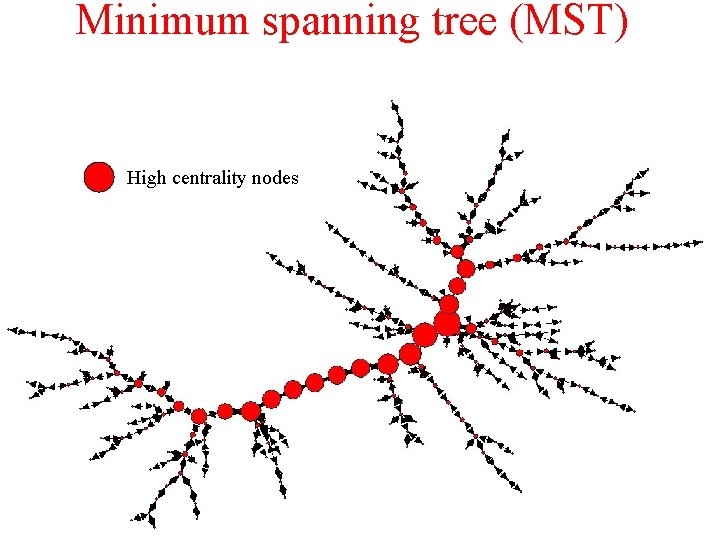 Minimum spanning tree (MST) High centrality nodes 