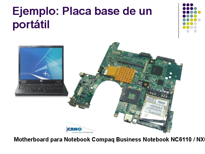 Ejemplo: Placa base de un portátil Motherboard para Notebook Compaq Business Notebook NC 6110