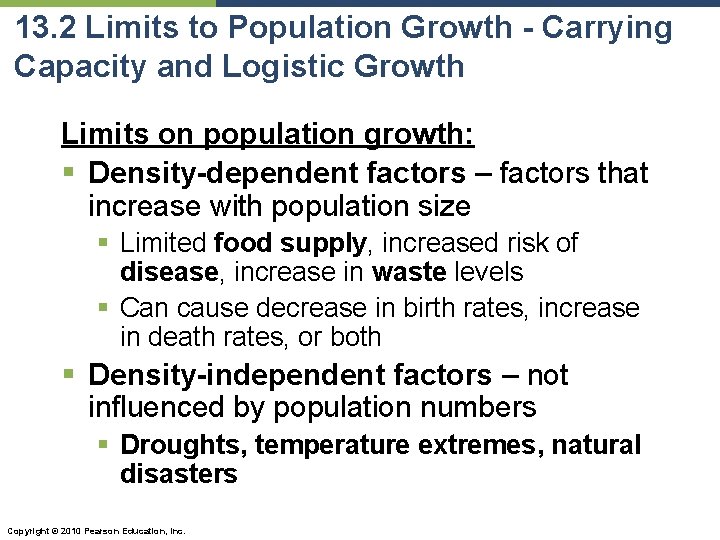 13. 2 Limits to Population Growth - Carrying Capacity and Logistic Growth Limits on