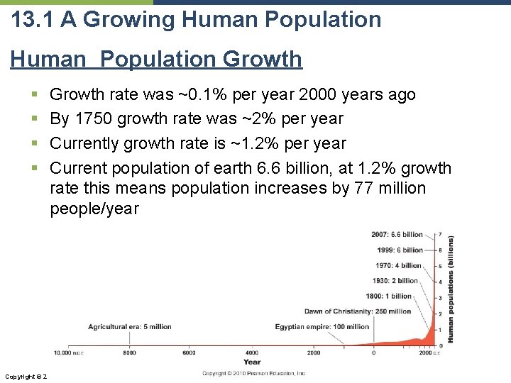13. 1 A Growing Human Population Growth § § Growth rate was ~0. 1%
