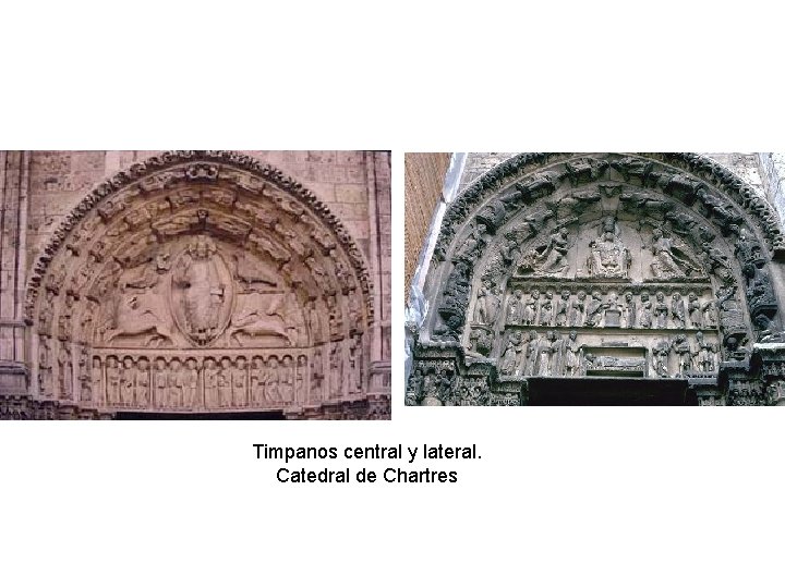 Timpanos central y lateral. Catedral de Chartres 