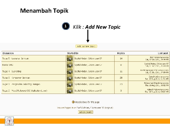 Menambah Topik 1 Klik : Add New Topic 