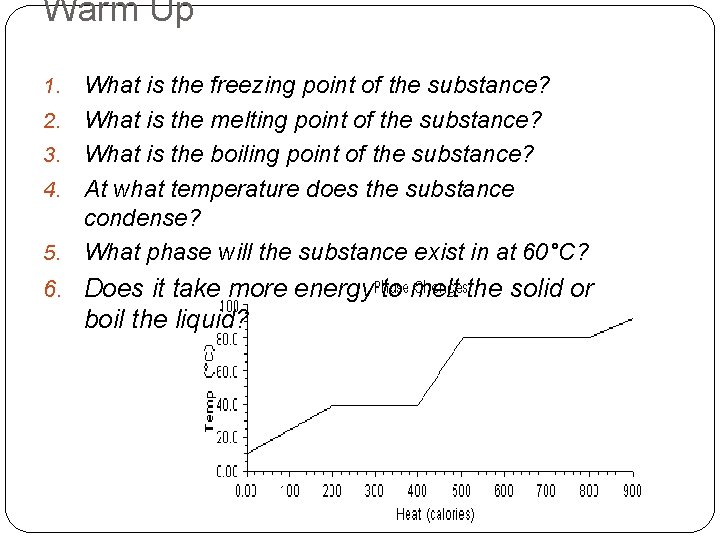 Warm Up 1. 2. 3. 4. 5. What is the freezing point of the