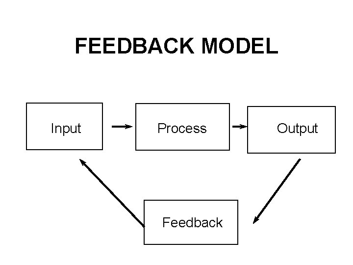 FEEDBACK MODEL Input Process Feedback Output 