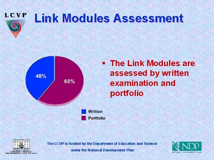Link Modules Assessment § The Link Modules are assessed by written examination and portfolio