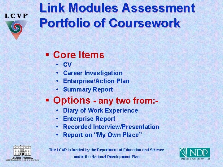 Link Modules Assessment Portfolio of Coursework § Core Items • • CV Career Investigation