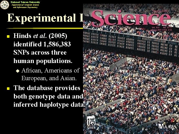 National Taiwan University Department of Computer Science and Information Engineering Experimental Data Sets n