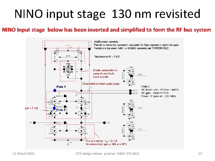 NINO input stage 130 nm revisited NINO Input stage below has been inverted and