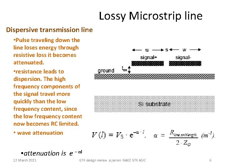 Lossy Microstrip line Dispersive transmission line • Pulse traveling down the line loses energy