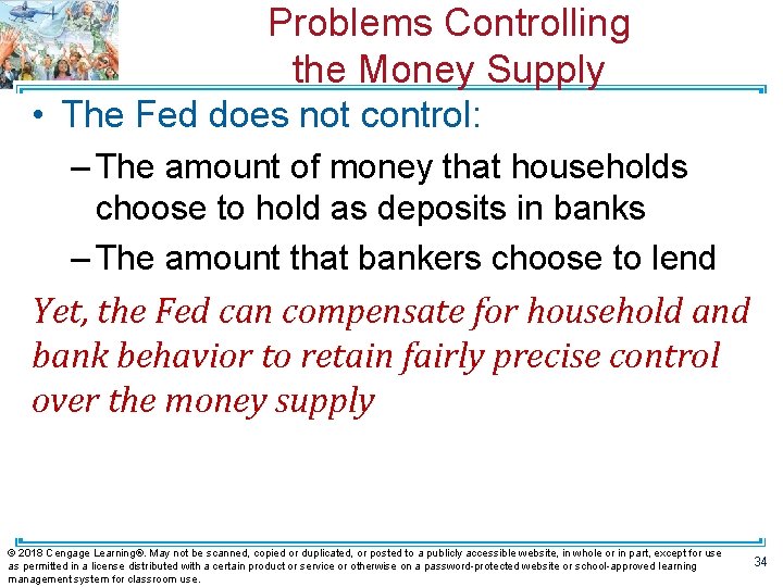 Problems Controlling the Money Supply • The Fed does not control: – The amount