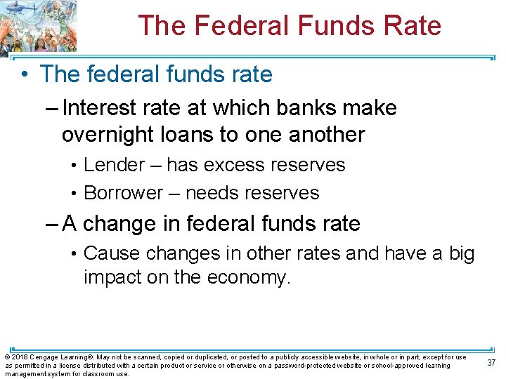 The Federal Funds Rate • The federal funds rate – Interest rate at which