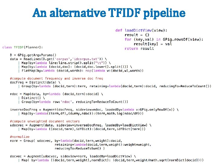 An alternative TFIDF pipeline 