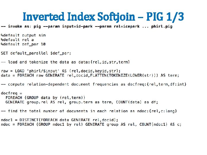 Inverted Index Softjoin – PIG 1/3 